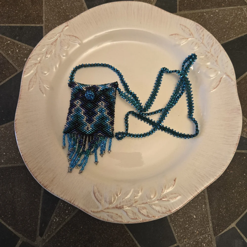 Boho Beaded Pouch Necklace - Picture 6 of 9